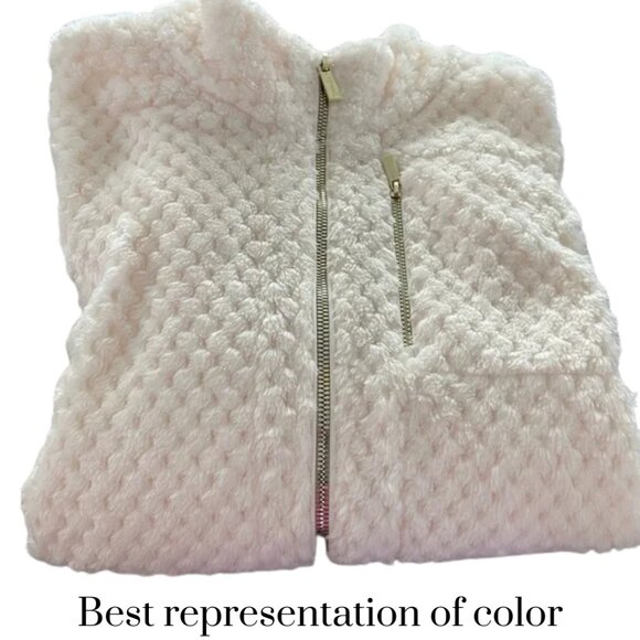 Calvin Klein Women’s Off-White Textured Fleece Zip Jacket Size Large EUC - Picture 1 of 10